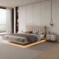 Letto a piattaforma contemporanea con luminosa a led