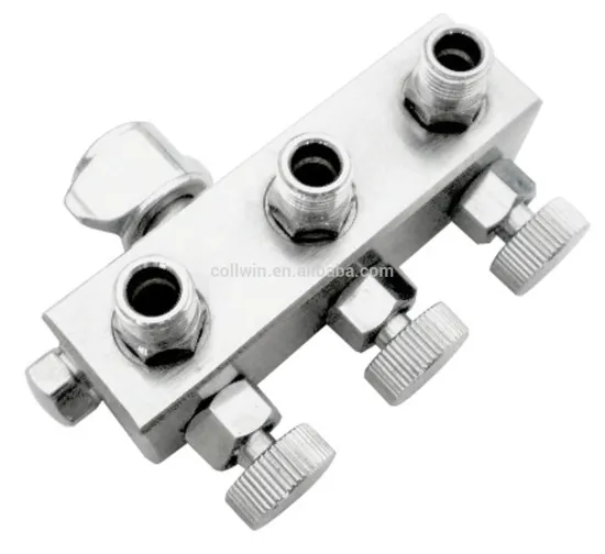 THREE PORTS MANIFOLD W/ VALVES REGULATOR FOR AIRBRUSH COMPRESSOR