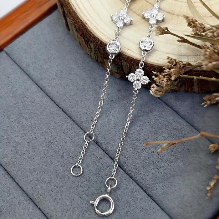 Vòng tay trạm kim cương trồng trong phòng thí nghiệm vàng trắng 18K