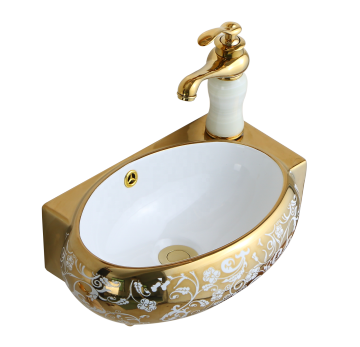 Modern Wall-Hung Golden Electroplated Bathroom Sink 43*29cm