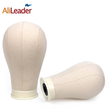 Alileader 21"-25" Canvas Mannequin Head  Beige Color Canvas Block Head Canvas Head Wig Stand Hair Extension Tools