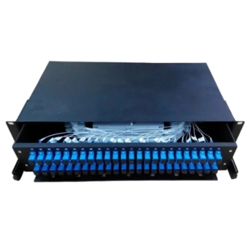 19 Inch 1U Rack Mount ODF Slide Rail Drawer Fiber Optic Patch Panel - 24 Port SC