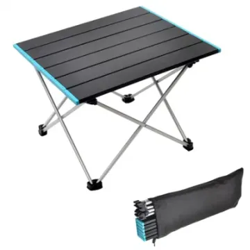 Black Portable Beach Picnic Table Lightweight Aluminum Compact Side Camping Table
