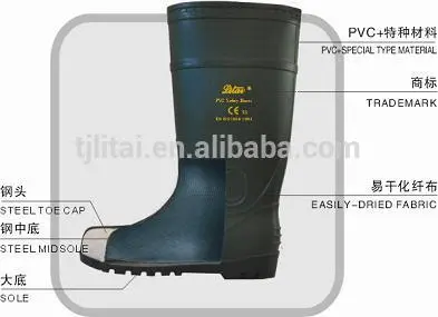 2015 new best sell industry safety pvc boots /steel toe insert safety boots black knight safety boots