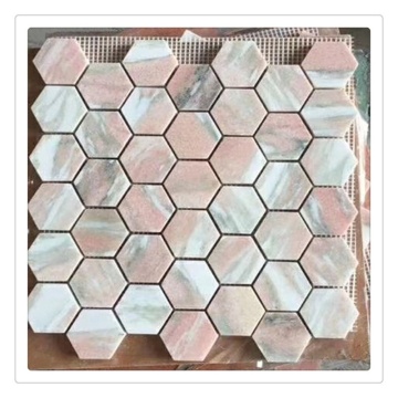 Red Rose Marble Hexagon Mosaic Kitchen Backsplash Tiles