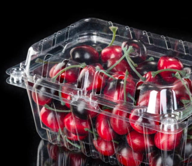 boîte d'emballage en plastique transparente à clapet pour fraise