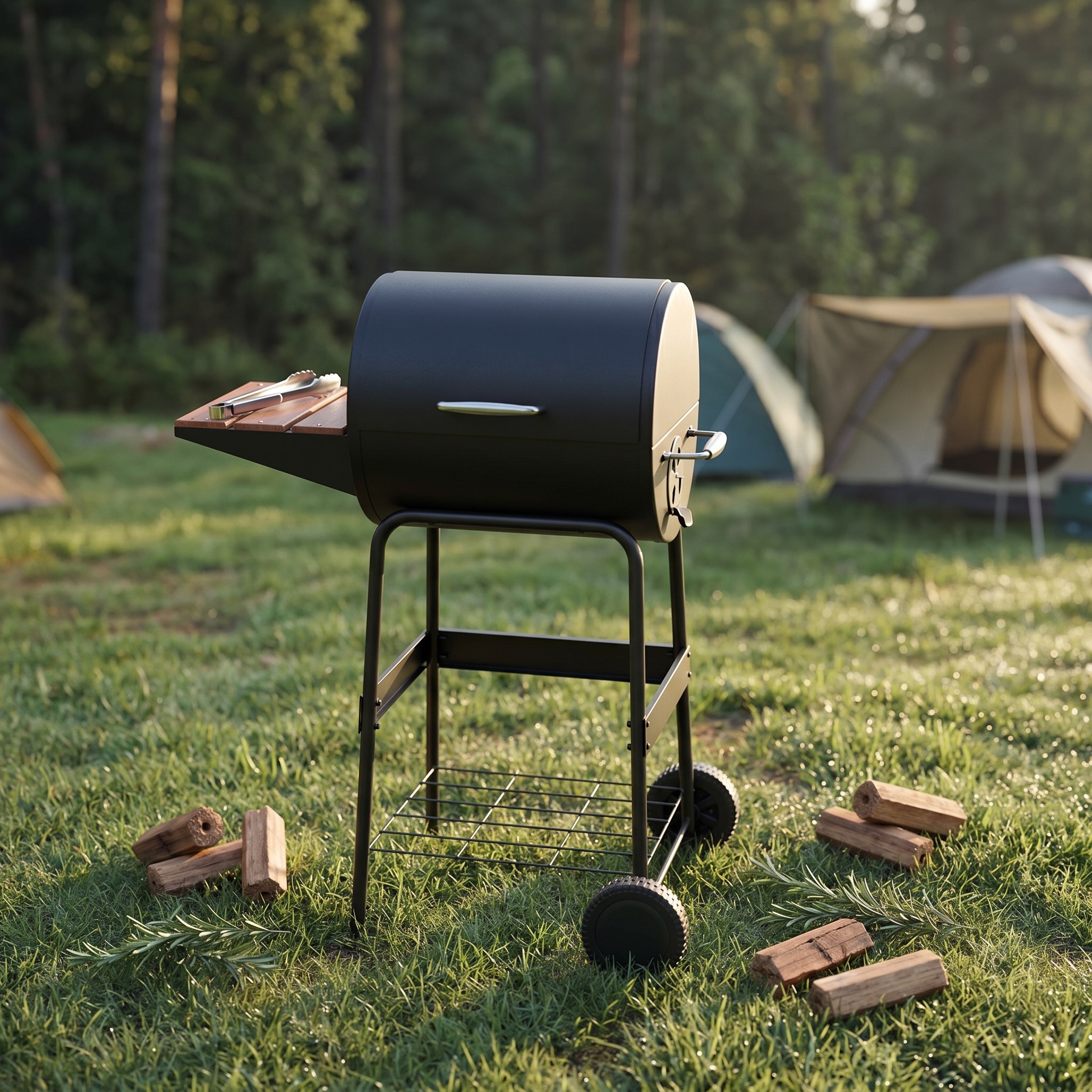 covered charcoal grill