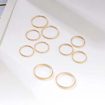 R-037 New Design Classic Ten Pieces Finger Rings Set - Gold Plating Ring Designs for Gift (Women & Men)