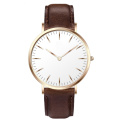 Minimalist Men's Leather Quartz Analog Watch