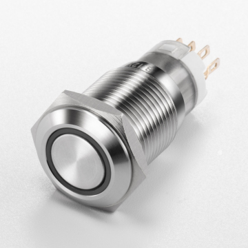 Langir Metal Flat Momentary Push Switch 5PIN 19MM Ring Illuminated Waterproof Push Button Switch