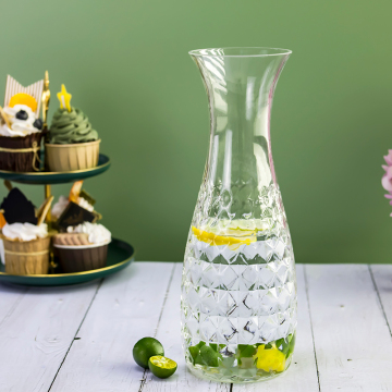 Wholesale 1300ml Glass Pitcher: Embossed Crystal Thin Waist Bottle for Cold Drinking