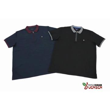 Polo masculino com zíper e colarinho jacquard