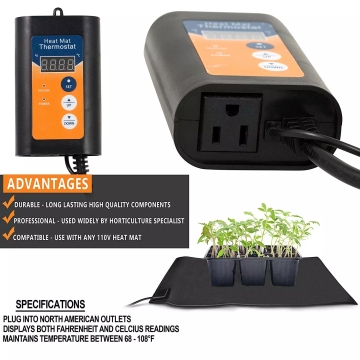 Digital Thermostat for Hydroponics Seedling Heat Mat & Propagator