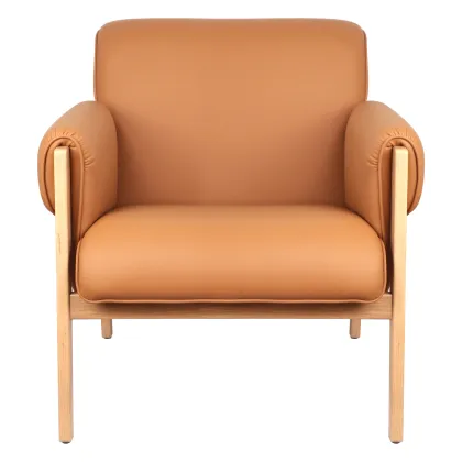 Solid wood and leather casual sofa chair