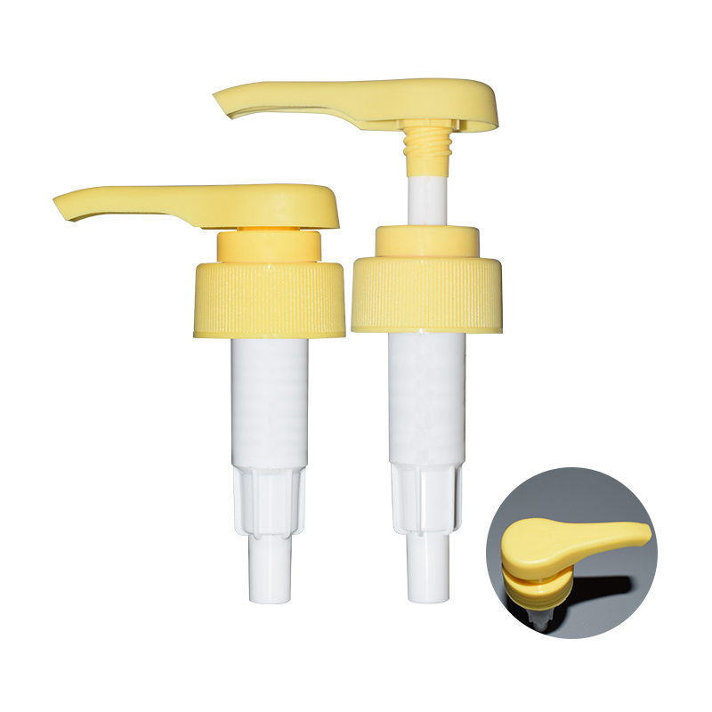 Beste kwaliteit 28/410 33/410 38/410 Gladde sluiting 4 ml gele verticale plastic vloeistofdispenserlotionpomp