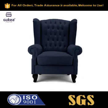 7 Years Experience Living Room Furniture for American and Europe Markets Assembled Dark Blue Fabric High Back Chair                
                                    Quality Assured