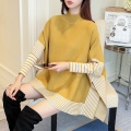 Women's Striped Oversize Soft Knit Cape Sweater Pullover