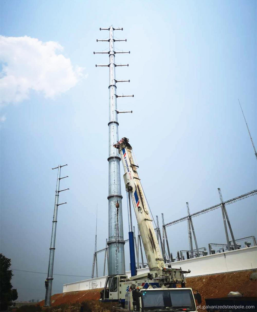 110kV Pólo de aço de transmissão de potência de loop único de 110kV