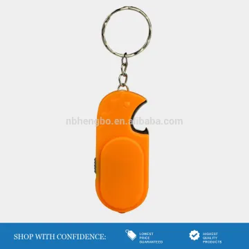 oranged color ABS led keychain flashlight with bottle opener