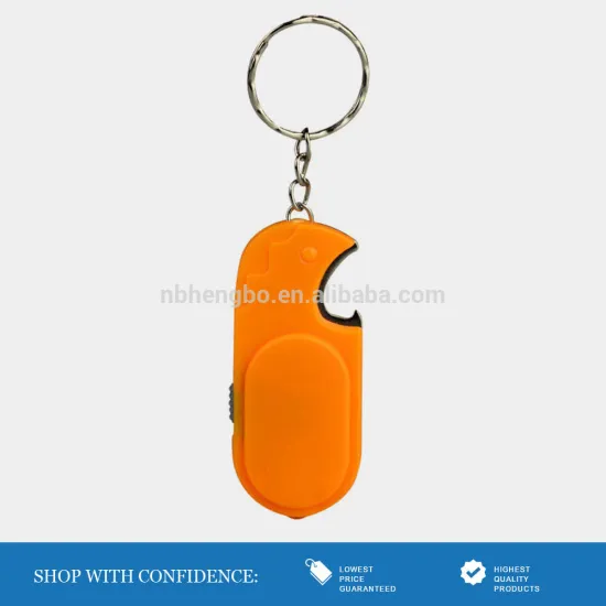 oranged color ABS led keychain flashlight with bottle opener