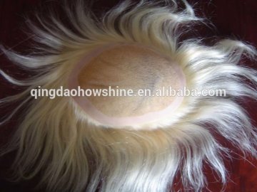 Fashion human mens hair color #60 short blonde lace front wig toupee