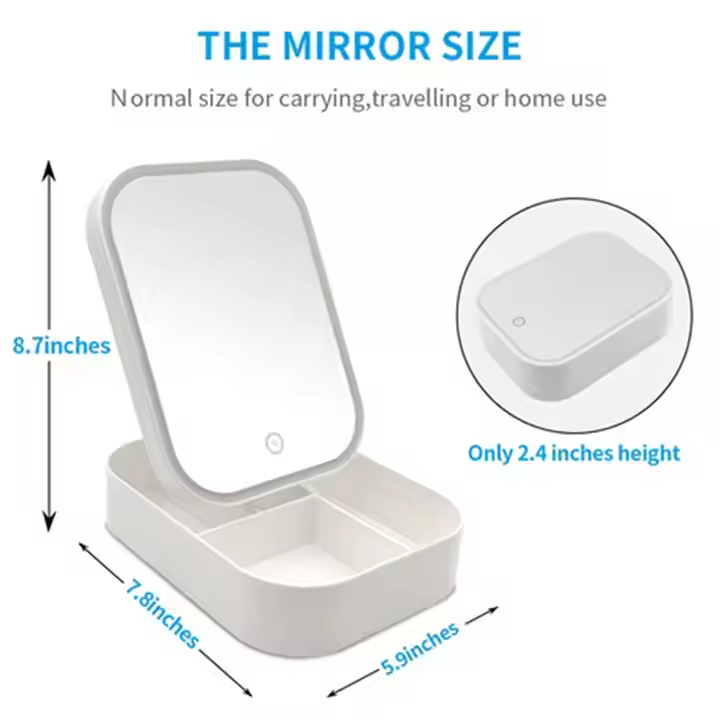 C&C 2024 Hot Selling Folding Makeup Organizer with Storage Box and LED Touch Screen Mirror