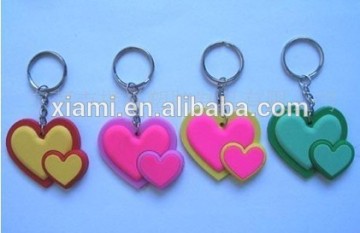 bulk colorful heart shape soft pvc keyring flashlight