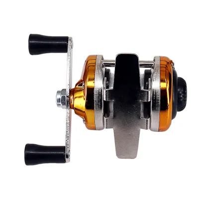 FishGang Mini Fishing Reel Plastic Metal Body AC100 with Free Line 1BB Ice Raft Drum Fishing Vessel Reel