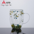 Hohe Borosilikat trockene Blume Doppelwandglas Tasse