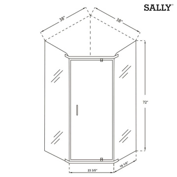 Салли угловая ванная комната для душевой комнаты разворачивается