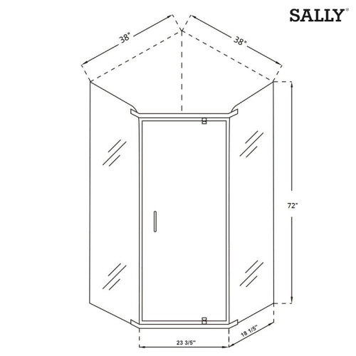 Sally Neo Angle Bathroom Douche Pivote Porte Enceinte