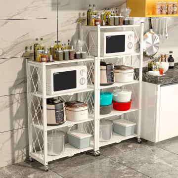Anti-corrosion Wheeled 4-shelf Folding Storage Rack