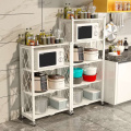 Anti-corrosion Wheeled 4-shelf Folding Storage Rack