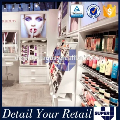 attractive body care beauty shop racks and shelves with lighting