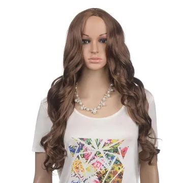 Long Loose Wave Synthetic Wigs with Middle Parting For Women High Temperature Synthetic Fiber Wigs 26 inches Factory Whole Price