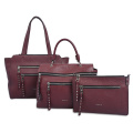 Double Zip Leather Satchel Top-handle Tote Bags