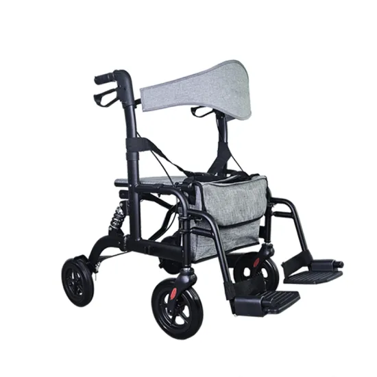 Adjustable Height Rollator Walker with Backrest and Footrest for Elderly and Disabled