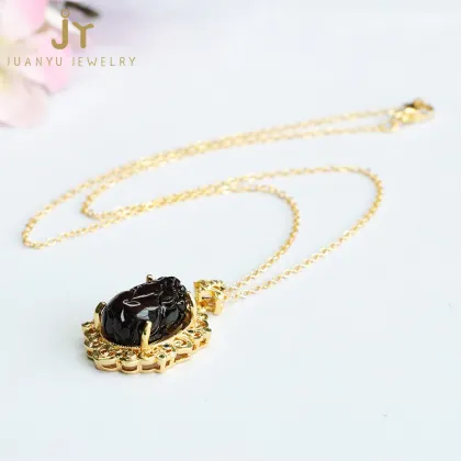 Chinese Luxury Amber Pendants: Zircon, Pixiu Design, and High-Quality Gemstones