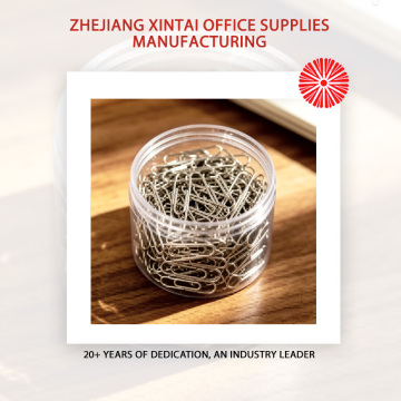 Nickel Plated Paper Clips In Plastic Jar