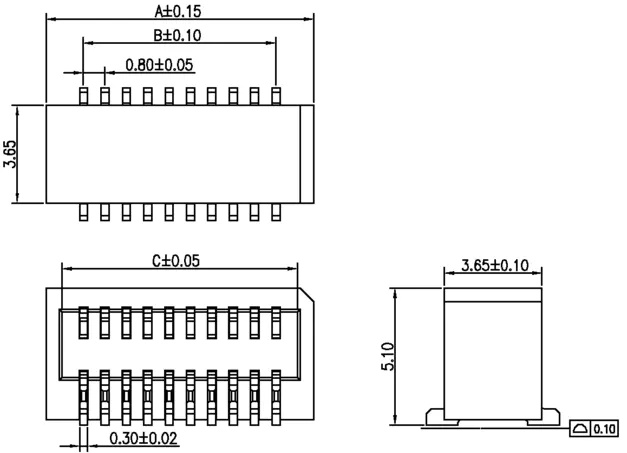 Female chassis connector H5.1 board-to-board