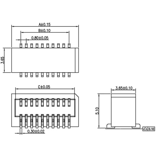 Side female socket H5.1 board-to-board connector