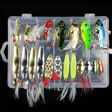 VIB Metal Jig Spoon Fishing Lure Set - 21pcs Pike Fishing Tackle Combo