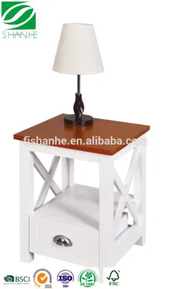 SH White wood furniture bedside table