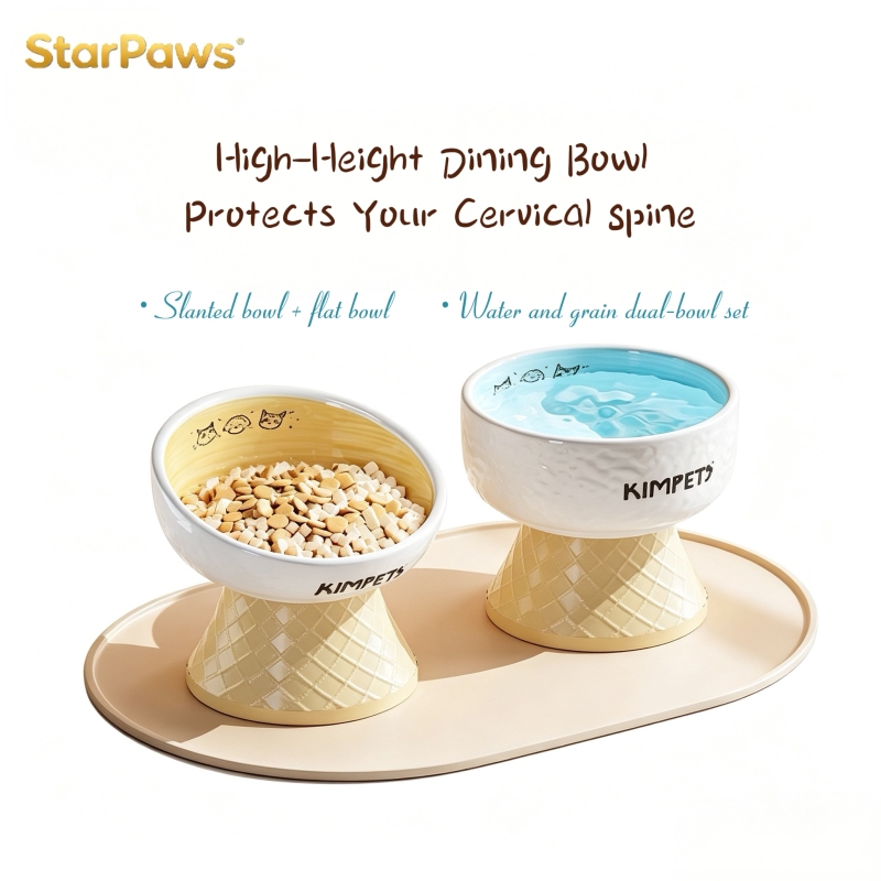 Ergonomic Wide Mouth Ceramic Pet Bowl