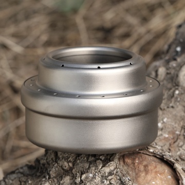 Herui Mini Outdoor Camping Alcohol Stove - Lightweight Brass Burner with Titanium Stand