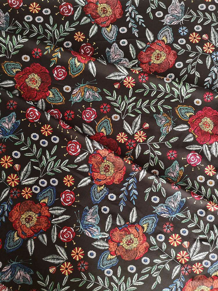 Embroidery Flower Rayon Challis 30S Printing Woven Fabric