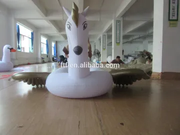 2016 Custom White PVC Inflatable Pegasus Floating Row,Swimming Pool Rider Toys