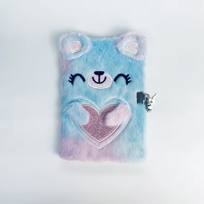 2025 New KRC Cute Plush Bear A5 Diary Kawaii Notebook with Lock