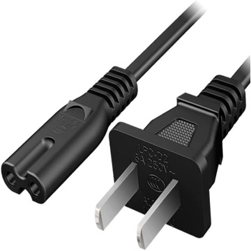 US Standard AC -Netzkabel mit 2 Pin -Stecker für Haareisen, Computer und Elektrogrill
