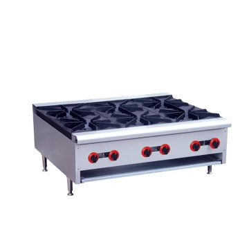 Commercial Stainless Steel 6 Burner Gas Stove for Counter Top Cooking